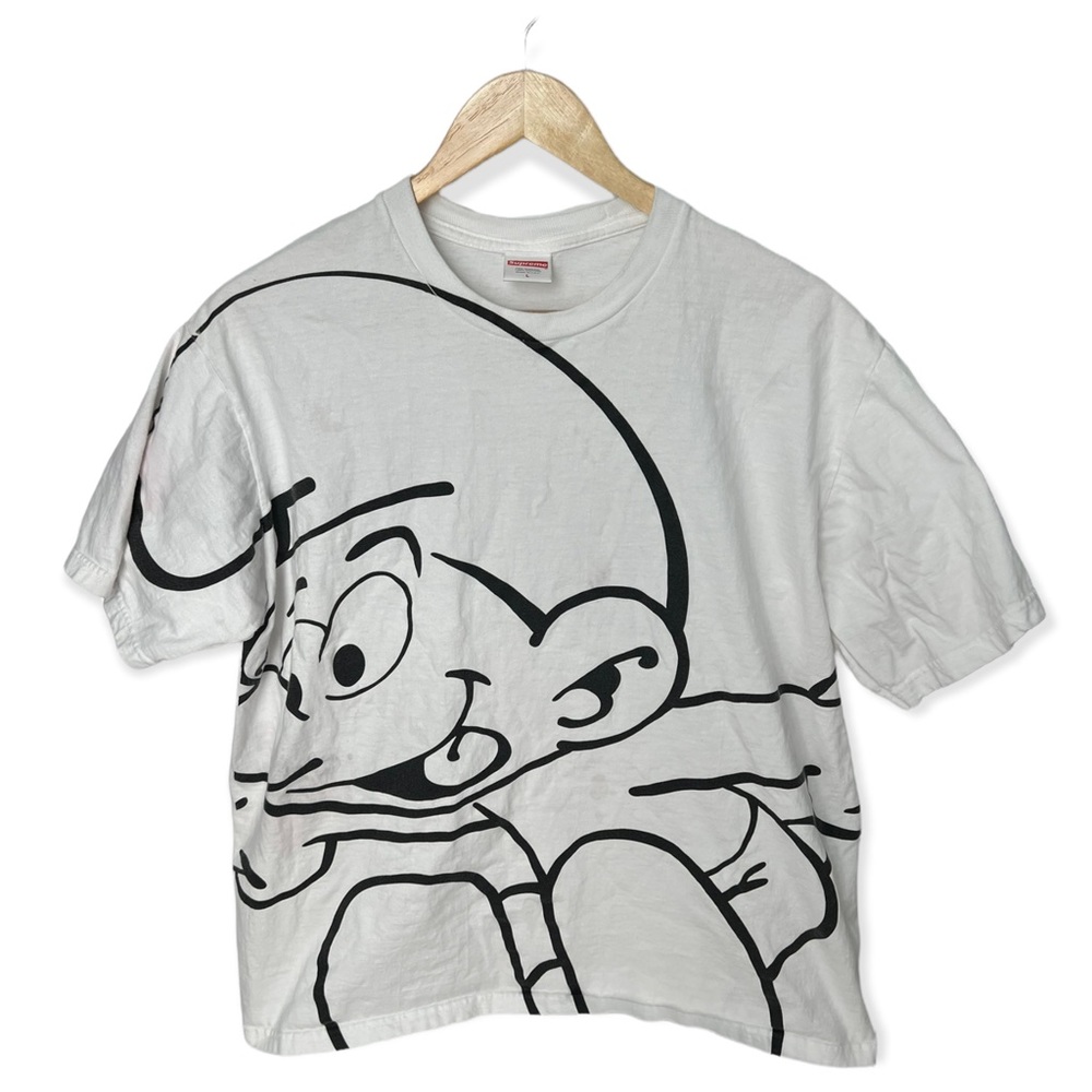 Supreme Smurfs Tee Large Rare Short Sleeve T Shirt White FW20 -Flaws